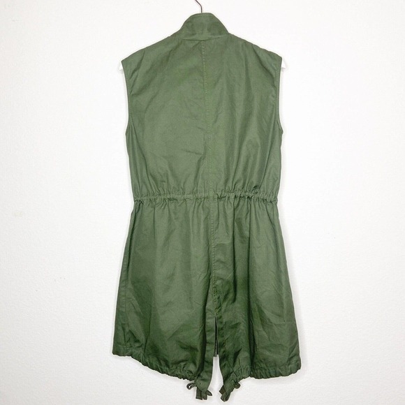 RO & DE Olive Utility Drawstring Waist Long Vest Sz XS - Picture 6 of 10
